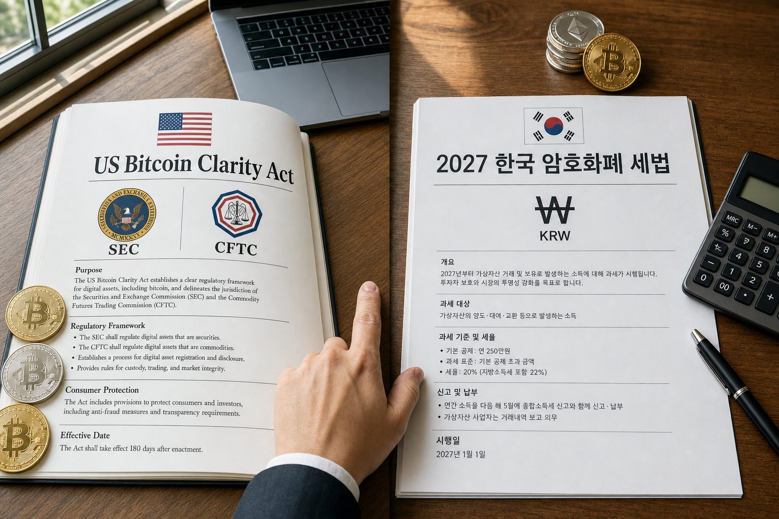 비트코인 클래리티 법안과 2027년 한국 암호화폐 세법 비교