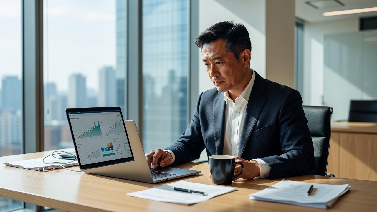 비트코인 고래의 1,000BTC 이상 보유량 변화를 관찰하는 장면