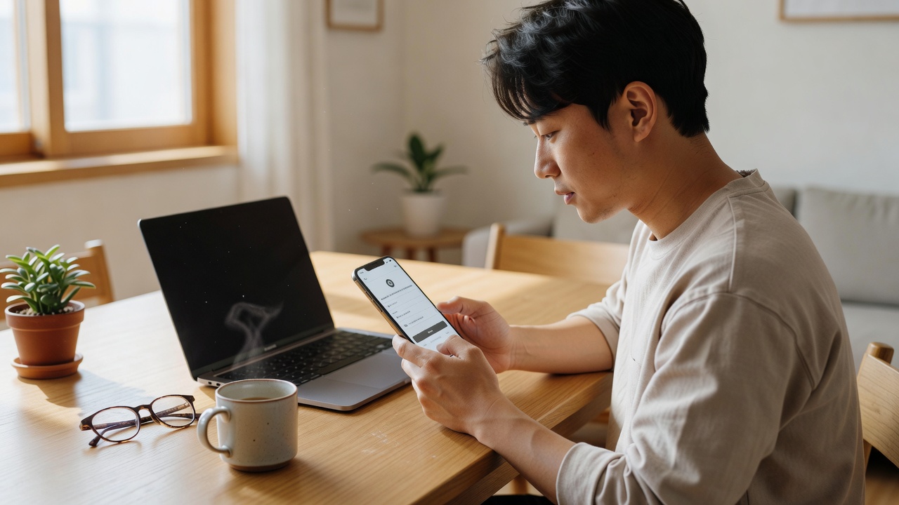 업비트 출금 진행 중인 스마트폰 화면