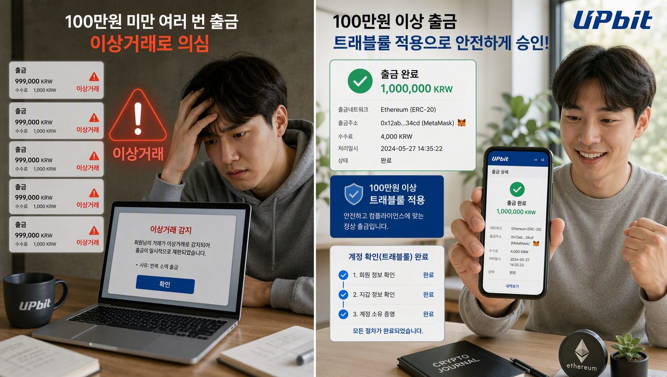 트래블룰 100만원 여러번 송금의 위험과 업비트 출금 절차