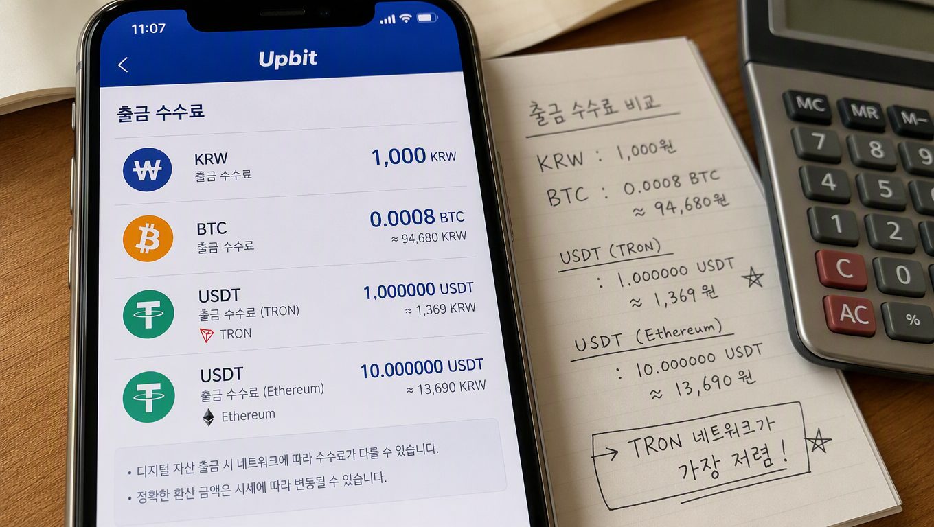 업비트 출금 수수료 정리: 자산·네트워크별 차이와 출금 조건