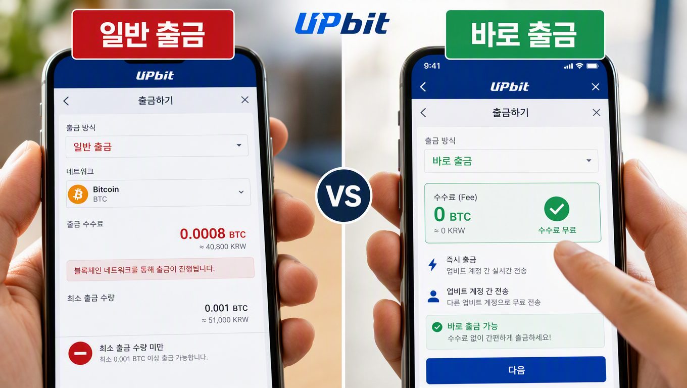 업비트 비트코인 출금 수수료와 일반·바로 출금의 차이