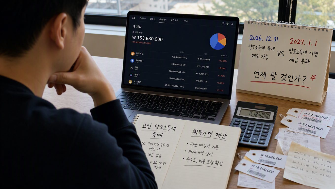 코인 양도소득세 유예, 2027년 전 매도 시 적용과 취득가액 계산