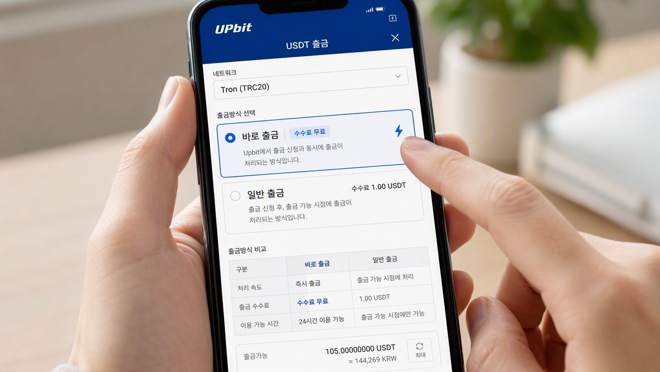 업비트 테더 출금 수수료 확인과 바로 출금 절차