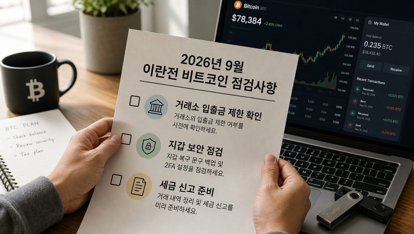 2026년 9월 이란전 비트코인 투자 전 꼭 확인해야 할 점검 사항