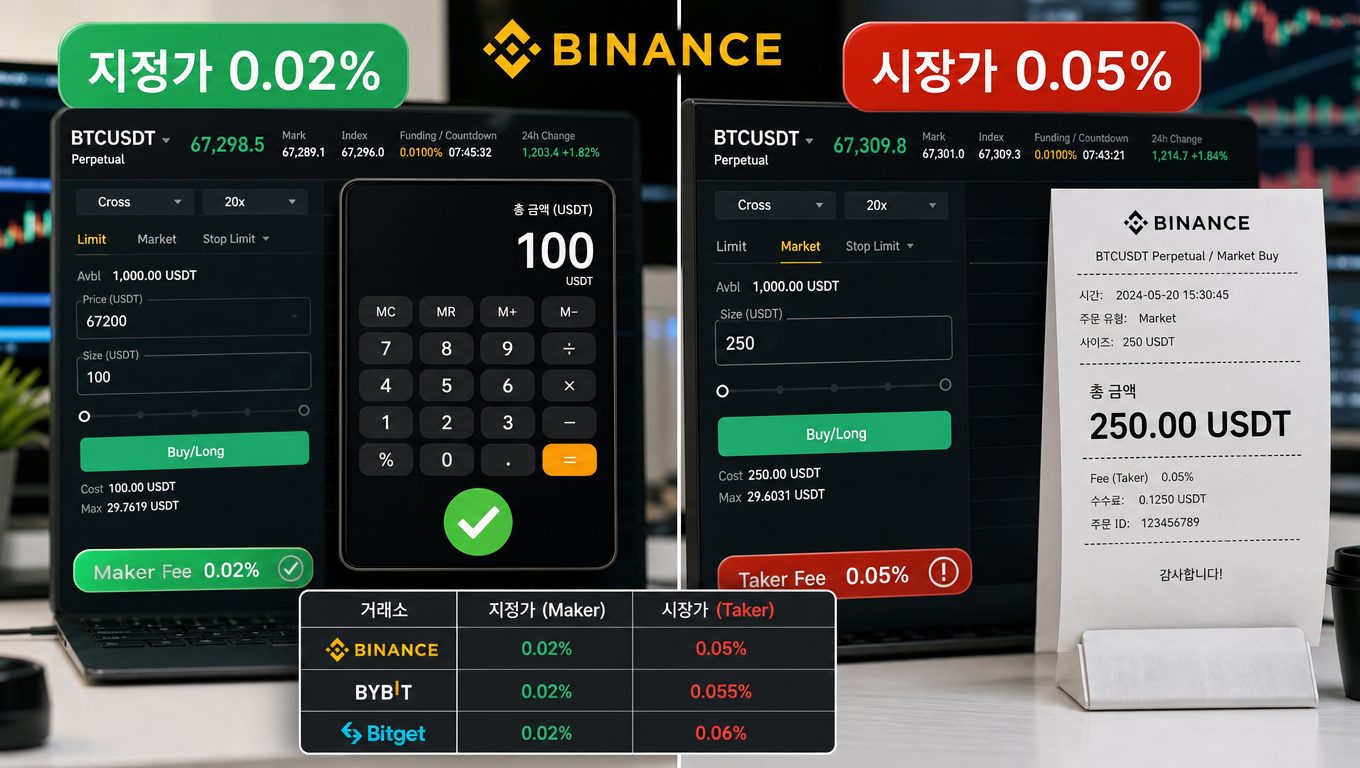 비트코인 선물 지정가와 시장가 수수료 차이